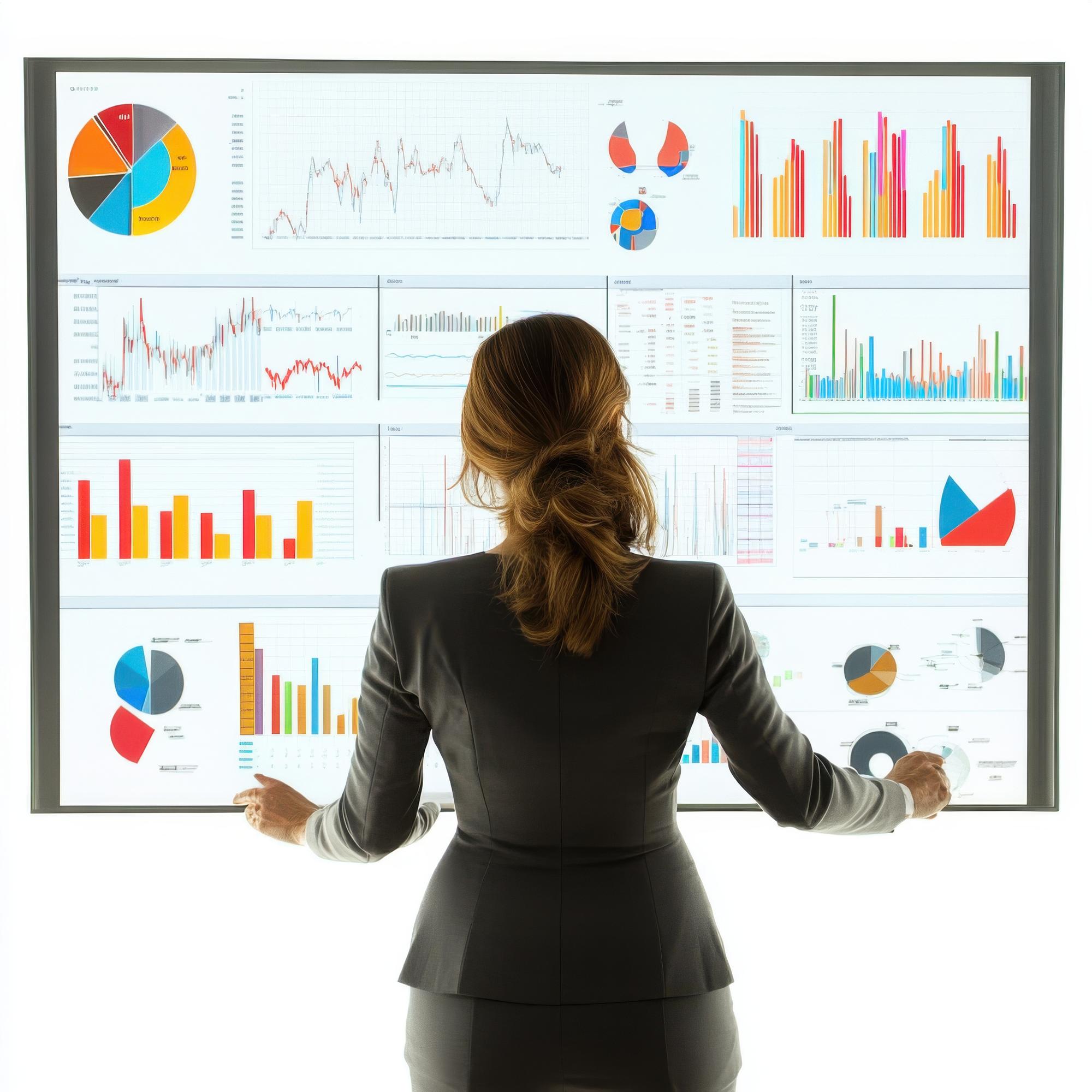 Consultor de negócios analisando estratégia empresarial com gráficos e dados financeiros